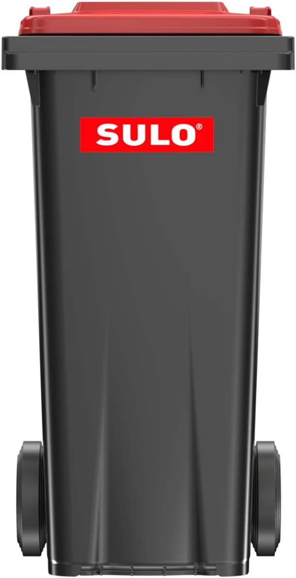 SULO Mülltonne grau mit Deckel Rot, 120 Liter