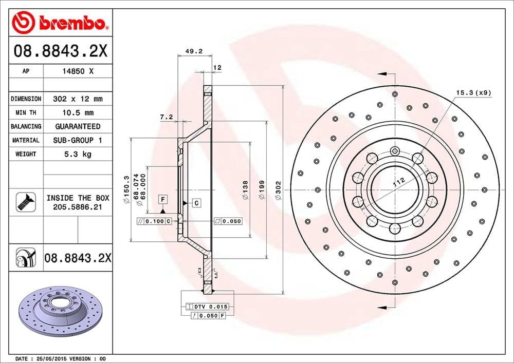 BREMBO 08.8843.2X Bremsscheiben-Rotoren