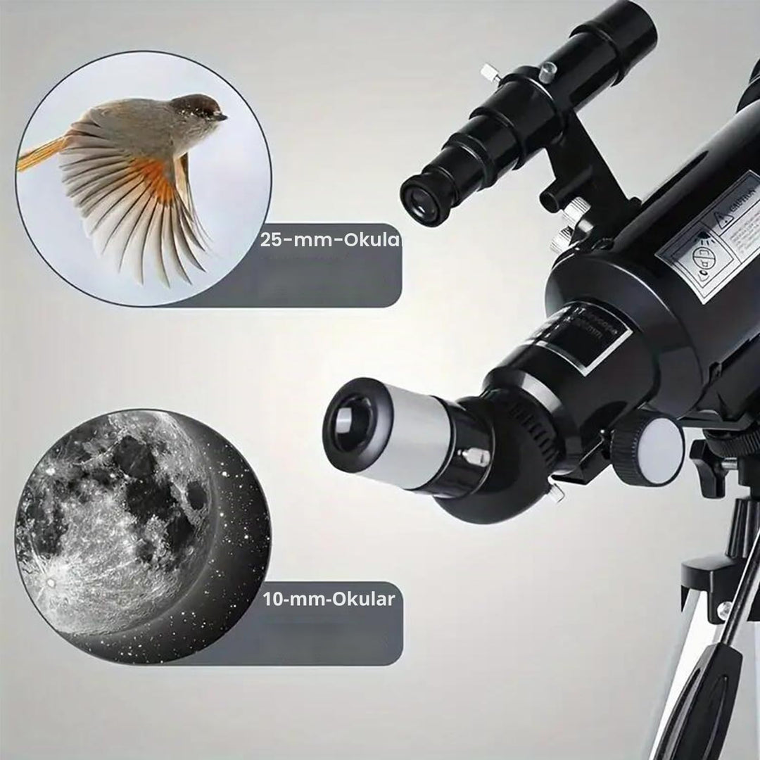 Mijiao Teleskop Astronomie, Profi Teleskope 70/400mm für Anfänger mit 5x24 Sucherfernrohr und Stativ