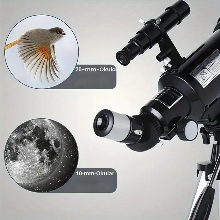 Mijiao Teleskop Astronomie, Profi Teleskope 70/400mm für Anfänger mit 5x24 Sucherfernrohr und Stativ