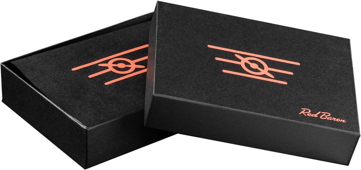 Red Baron Herren Geldbeutel aus echtem Leder mit Geldklammer im Querformat Braun - Männer Geldbörse