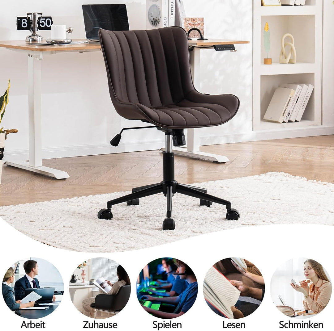 YOUTASTE Bürostuhl Ergonomisch, Schreibtischstuhl Höhenverstellbar, Bürostuhl mit PU-Leder & Rollen,