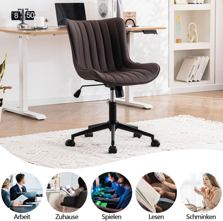 YOUTASTE Bürostuhl Ergonomisch, Schreibtischstuhl Höhenverstellbar, Bürostuhl mit PU-Leder & Rollen,