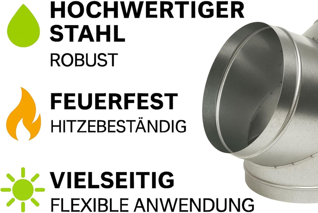 Weedness Y-Stück 125 mm Metall Rohr für Grow Abluft - Rohrlüfter Lüfter Aktivkohlefilter Ablauftschl