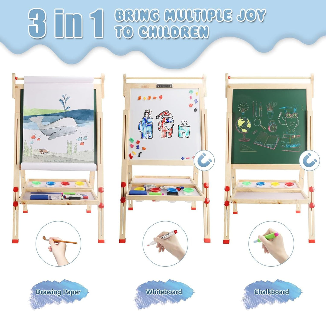 Dripex Kinder Tafel Faltbare Holz Kindertafel Malerei Holztafel Doppelseitige Kreidetafel und Whiteb