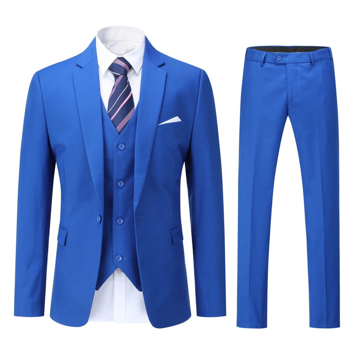 YOUTHUP Herren 3 Teilig Anzug Slim Fit Formell Anzüge 1 Knopf Herrenanzug für Business Hochzeit, Bla