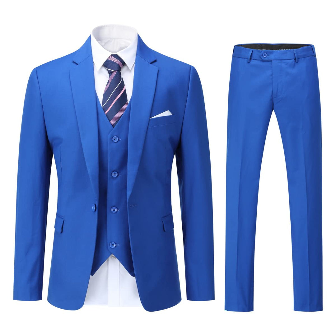 YOUTHUP Herren 3 Teilig Anzug Slim Fit Formell Anzüge 1 Knopf Herrenanzug für Business Hochzeit L Bl