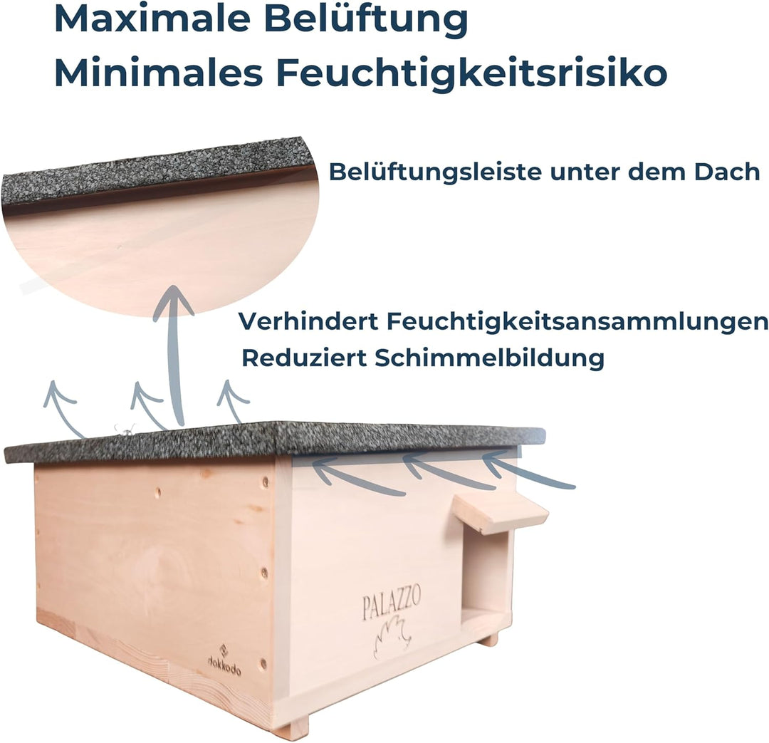 Dokkodo Igelhaus wetterfest aus Holz – Igelhotel & Winterquartier mit Labyrinth-Eingang – Sicherer U