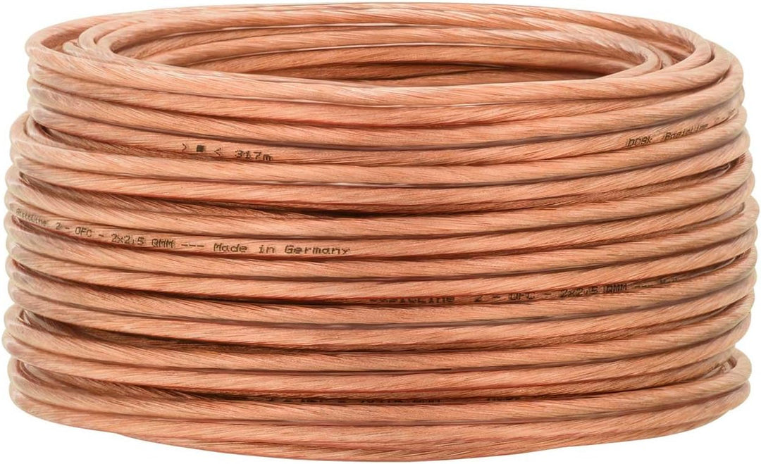 DCSk 10m - 2x2,5mm² Lautsprecherkabel transparent - OFC Kupferkabel für HiFi Audio - 99,99% Voll-Kup