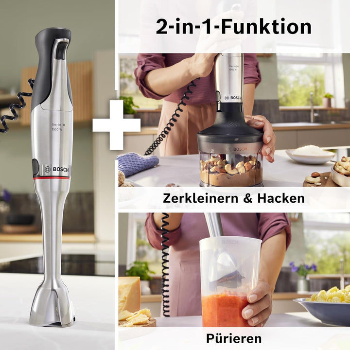 Bosch Stabmixer, Mixbecher, Universalzerkleinerer, Edelstahl Klingen, spülmaschinenfest, Spiralkabel