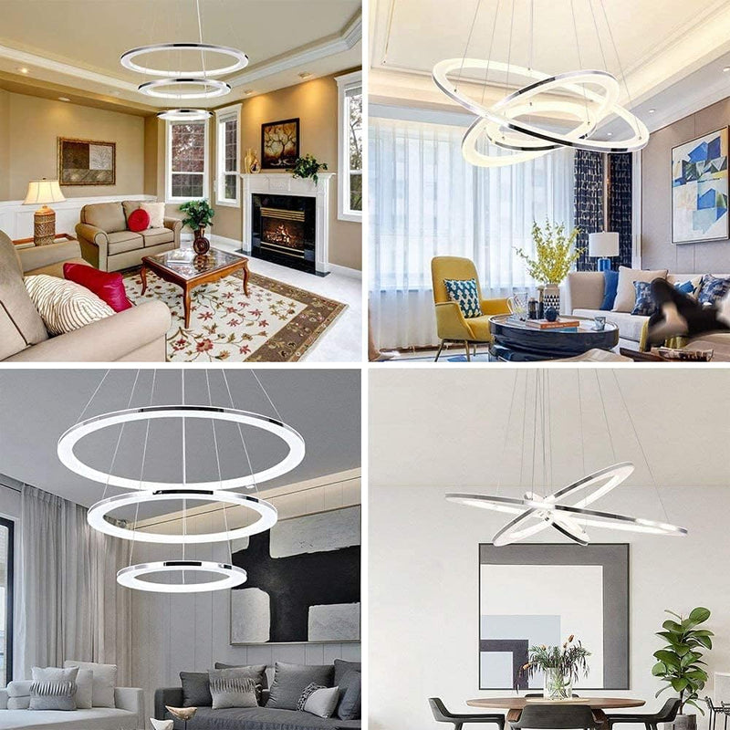 ZMH Moderne LED Pendelleuchte esstisch 60 W Led 3-Ring led dimmbar Fernbedienung Hängeleuchte Wohnzi