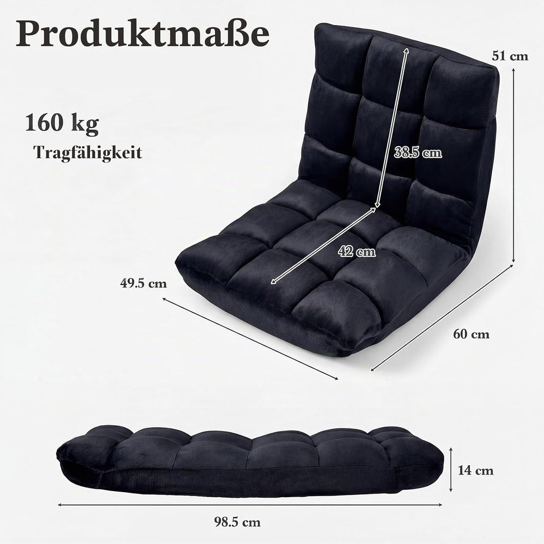 RELAX4LIFE Bodenstuhl Klappbar, Bodensessel mit Verstellbarer Rückenlehne &amp; Liegefunktion, Relaxsess