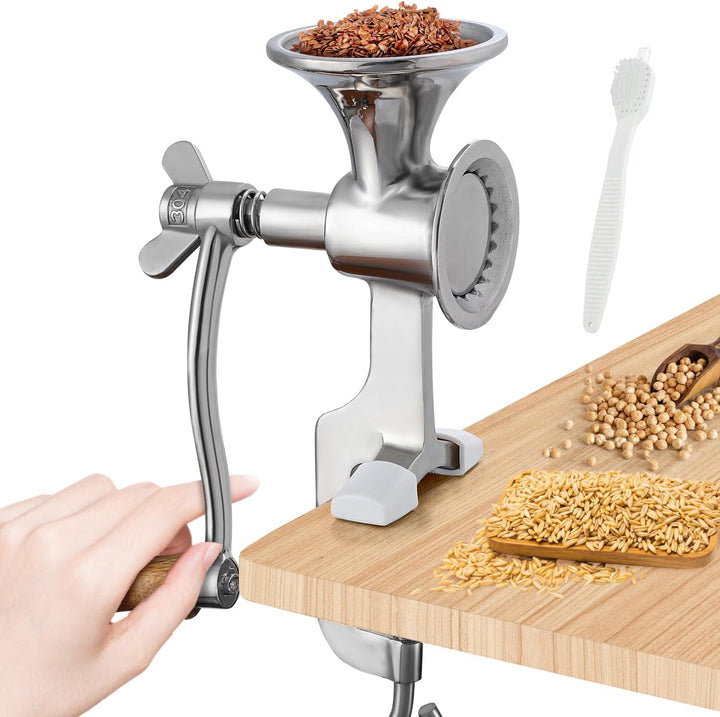 CGOLDENWALL Manuelle Getreidemühle Edelstahl Mohn Mühle Handbetriebene Kaffeemühle mit Feinheit eins