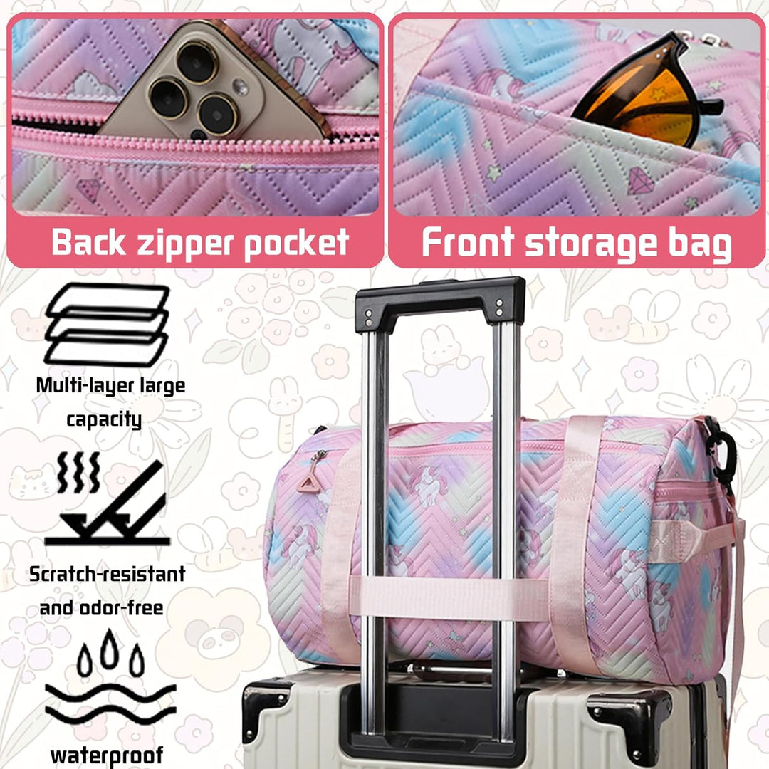 YOUYIKE Sporttasche Mädchen, Einhorn Yogatasche, Reisetasche Kinder, Schwimmtasche, Wasserdicht Turn