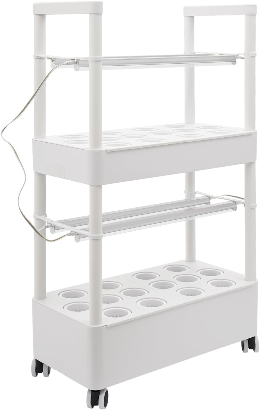 Hydroponisches Anbausystem mit LED-Beleuchtung, 2 Ebenen, 28 Pflanzlöcher, Indoor-Garten-Kit mit Rol