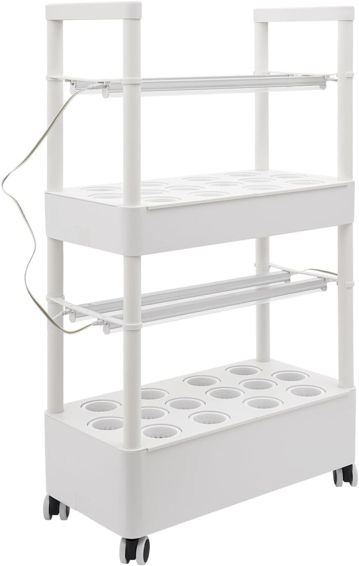 Hydroponisches Anbausystem mit LED-Beleuchtung, 2 Ebenen, 28 Pflanzlöcher, Indoor-Garten-Kit mit Rol