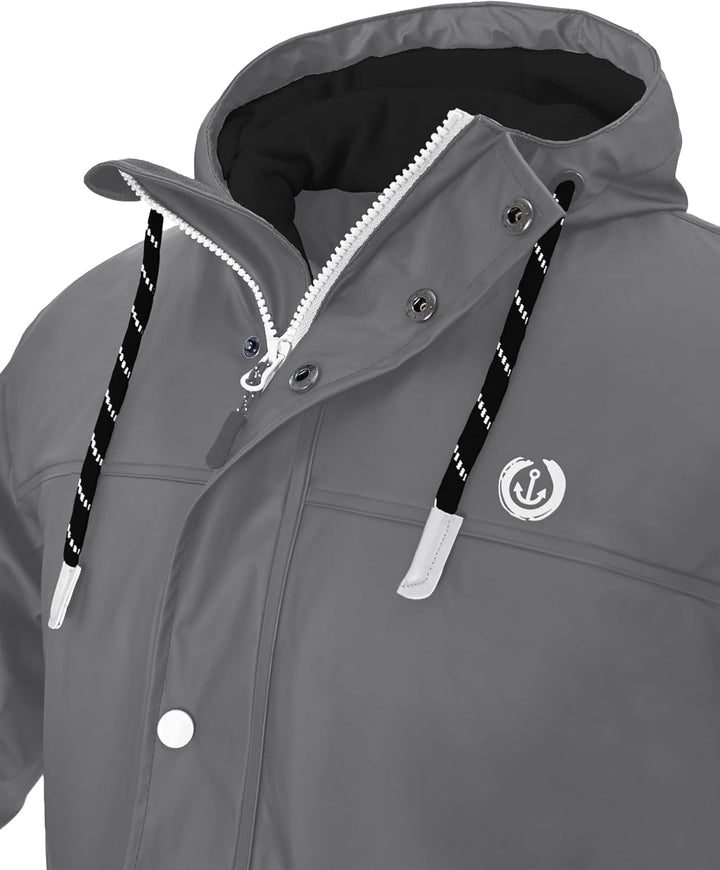 MADSea Herren Regenjacke Friesennerz warm mit Fleece gefüttert S Grau, S Grau