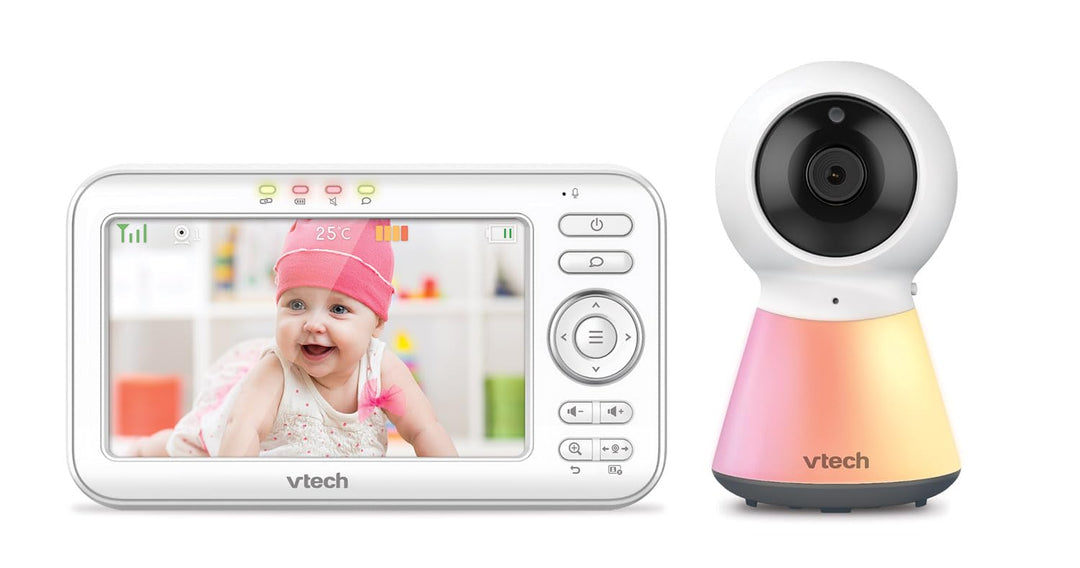VTech VM5254 Babyphone mit Kamera 5 Zoll Video Baby Monitor, LCD-Farbbildschirm und Nachtsichtfunkti