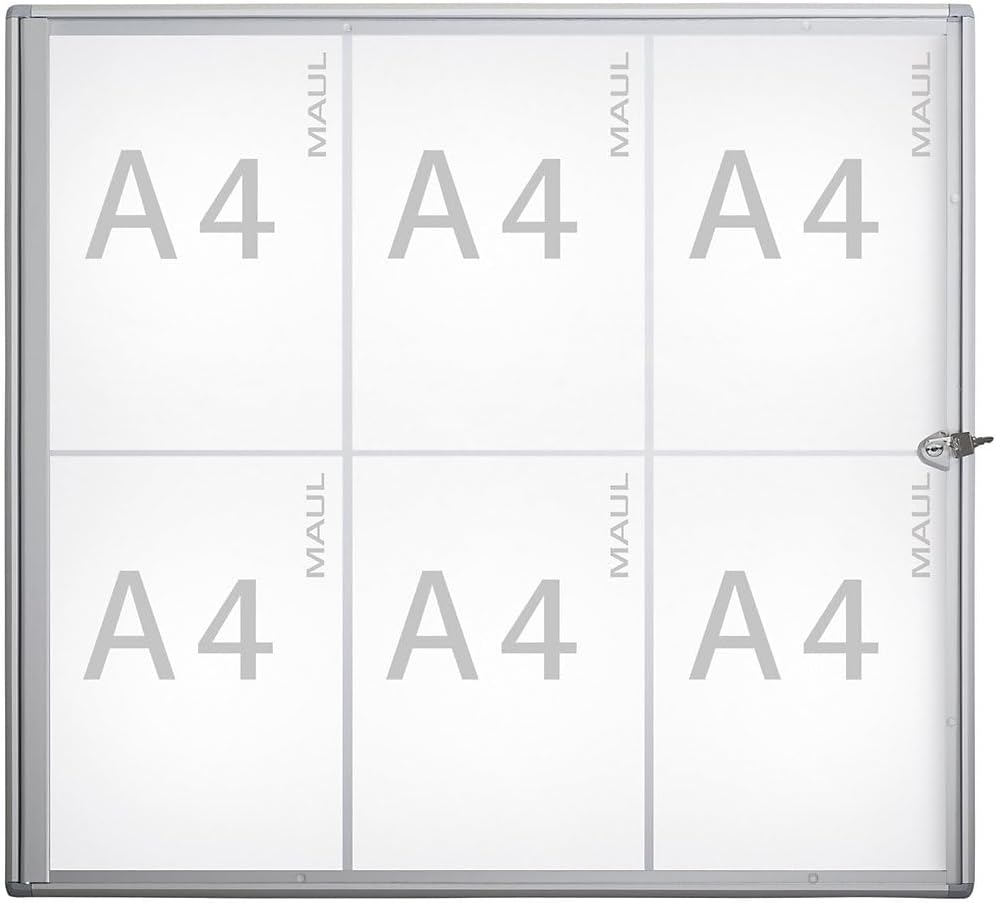 MAUL Schaukasten A4 MAULextraslim | Schaukasten Vitrine mit 6 x DIN A4 Seiten | Infotafel mit Alumin