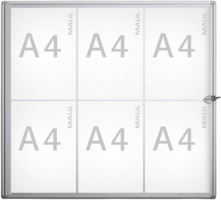 MAUL Schaukasten A4 MAULextraslim | Schaukasten Vitrine mit 6 x DIN A4 Seiten | Infotafel mit Alumin