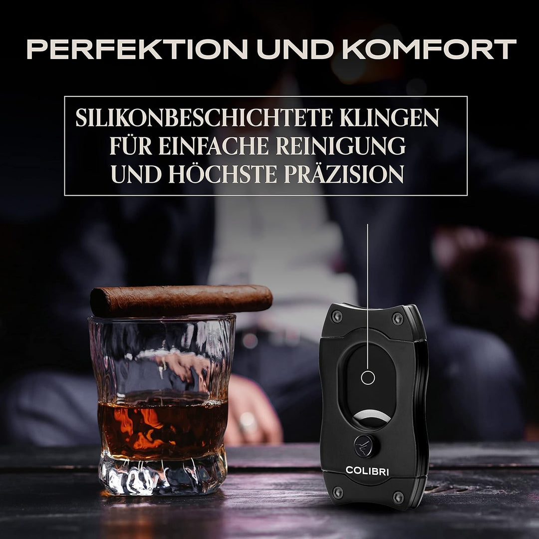 Colibri S-Cut Zigarrenschneider - Klassischer Gerader Schnitt - Bis zu 66 Ringmass Zigarren - Ergono