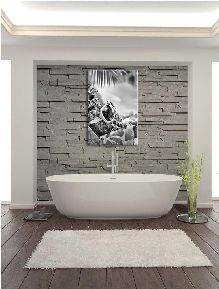 Pixxprint Ananas Macht Urlaub als Leinwandbild | Grösse: 100x70 | Wandbild| Kunstdruck | fertig besp