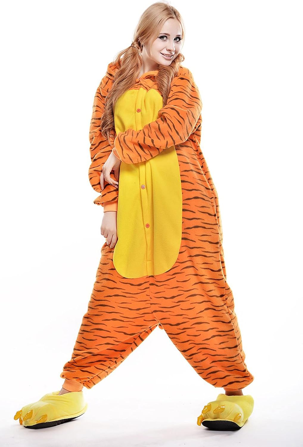 ZKomoL Pyjamas Onesies Cosplay Erwachsene Unisex Tiere Halloween Kostüm Kleid Loungewear, Tigermuste