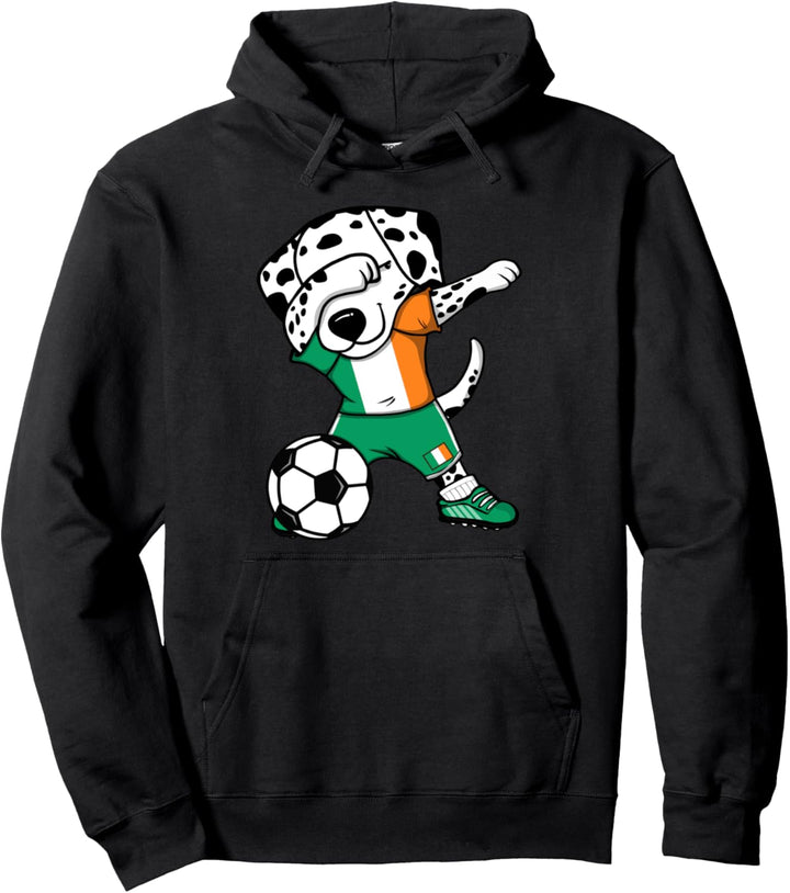 Dabbing Dalmatiner Hund Irland Fussball Irische Flagge Sport Pullover Hoodie