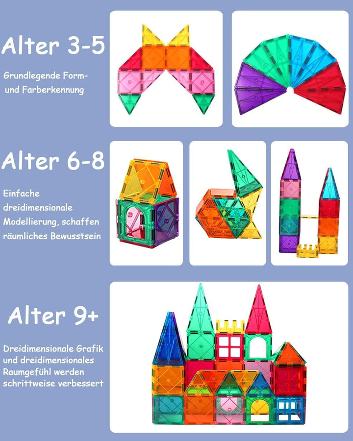 Magnetische Bausteine 80 Teile Magnetspielzeug Magnete Bauklötze Baukasten Kinder Magnetbausteine Pe