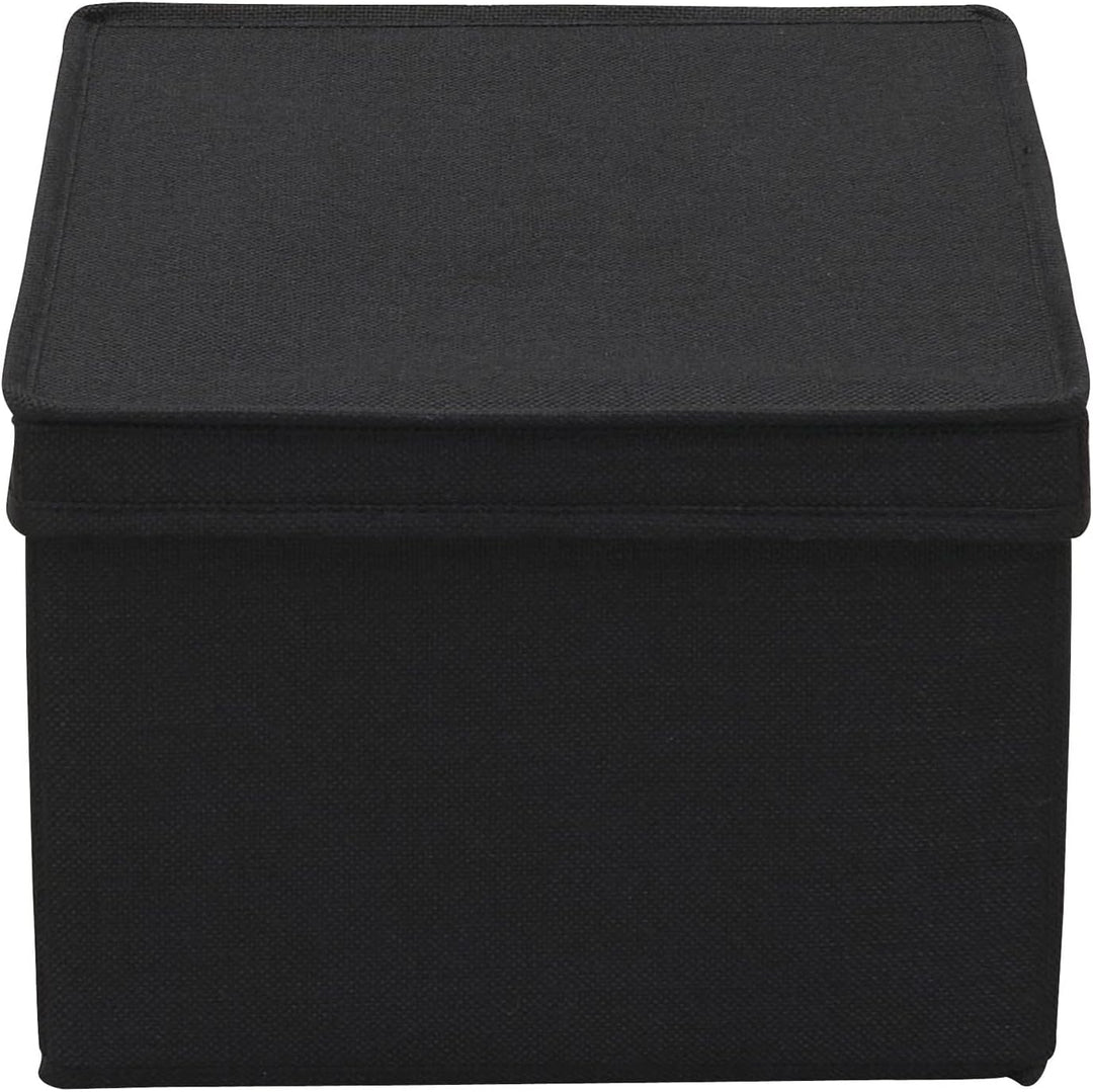Household Essentials Grosse Aufbewahrungsbox aus Stoff, mit Deckelbox, Schwarz, 2 Stück Schwarz Larg