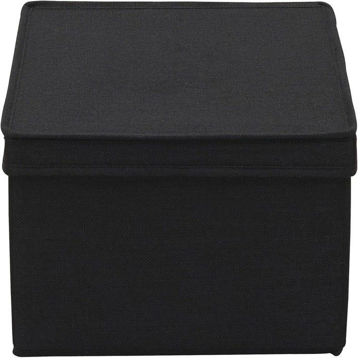 Household Essentials Grosse Aufbewahrungsbox aus Stoff, mit Deckelbox, Schwarz, 2 Stück Schwarz Larg