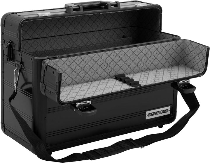 anndora Pilotenkoffer Businesskoffer TSA Schlösser Aluminium Oberfläche Schwarz, Schwarz