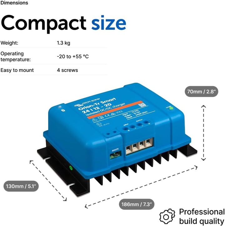 Victron Energy Orion-Tr Smart 24/12-Volt 20 Amp 240-Watt DC-DC Ladebooster, Isoliert (Bluetooth) 24/
