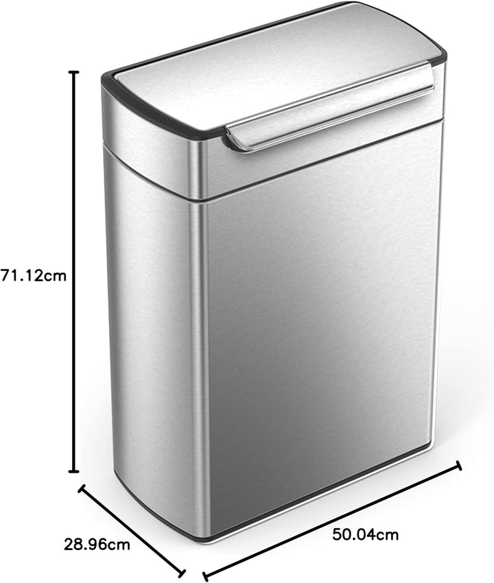 simplehuman CW2018 48 Liter, touch-bar Recycler Abfalleimer, Mülltrennsystem 2 Fach, Mülleimer Küche