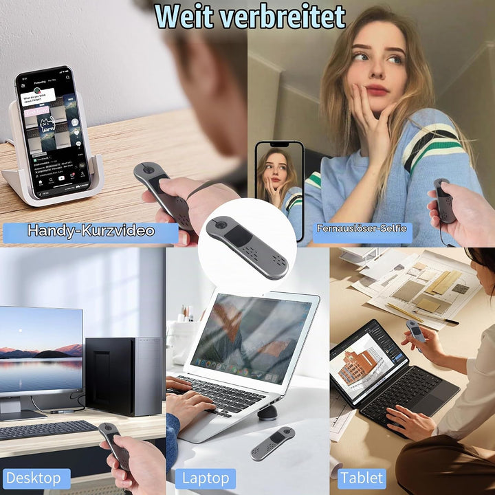 Fingerspitzen Scrolling Mini Bluetooth-Maus,BT5.3+2.4G+USB-C,Drei-Modus+Touchpad,4in1Tragbare Page T