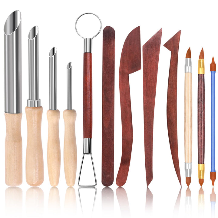 Swpeet 12Pcs Modellierung Clay Sculpting Tools Kit, Kreisförmige Clay Hole Cutters, Gummispitzen Sti