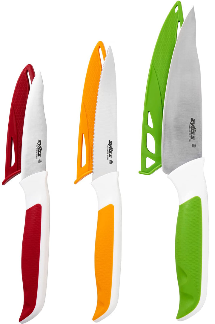 Zyliss E920249 Comfort Messer Set 3-Teilig mit Schneidbretter, Japanischer Edelstahl, Mehrfarben, Ge