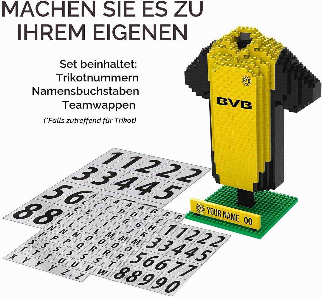 FOCO Offizielles Lizenzprodukt Personalisiertes Fussball-3D-BRXLZ-Schreibtisch-Trikot (Borussia Dort