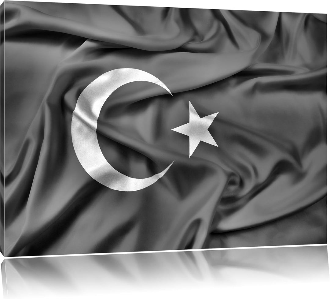 Pixxprint Turkey Flag, Türkei Flagge / 100x70cm Leinwandbild bespannt auf Holzrahmen/Wandbild Kunstd