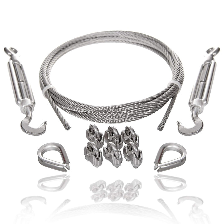 Drahtseile24 Edelstahlseil Set mit 6x Seilklemmen, 2x Seilkauschen und 1x Seilspanner Edelstahl | Sp