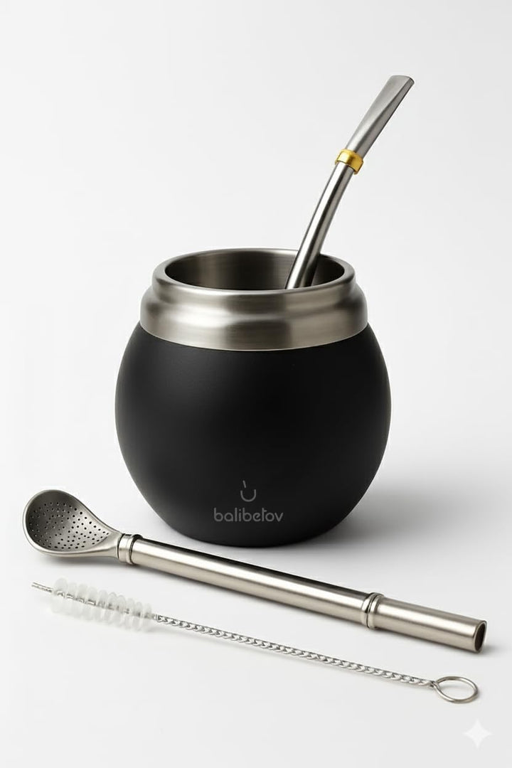 Yerba Mate Set - Modernes Yerba Mate Gourd Kit - Edelstahl mit Calabash Form und Bombilla - Einfach