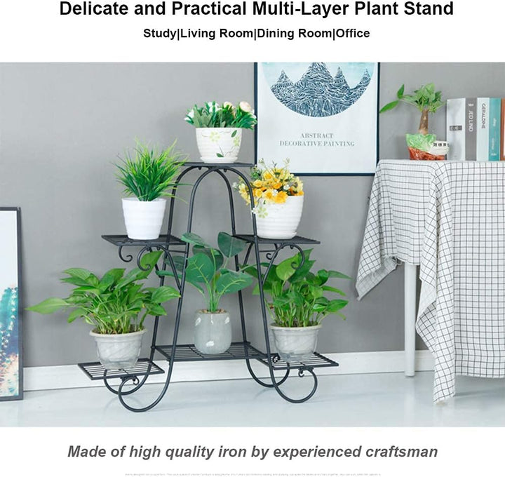 CarolynDesign 6-stöckige Pflanzenständer für drinnen und draussen, Blumentopfhalter Regal für mehrer