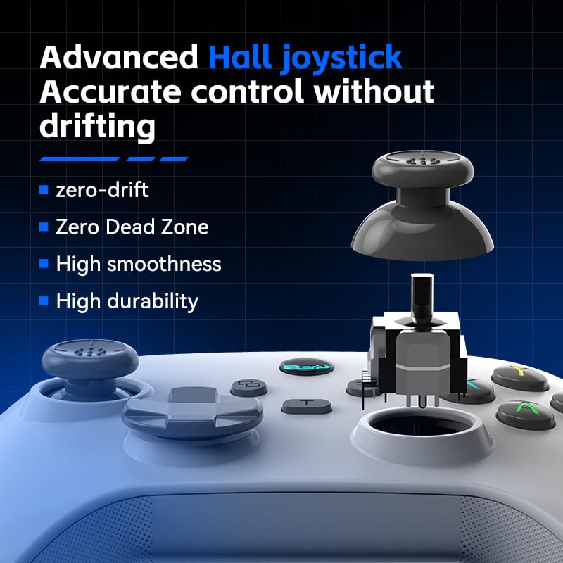 UHM PC Controller, Wireless 2.4G PC Gaming Controller PC Android Switch iPhone 6 Axis-Gyroskop,Hall-