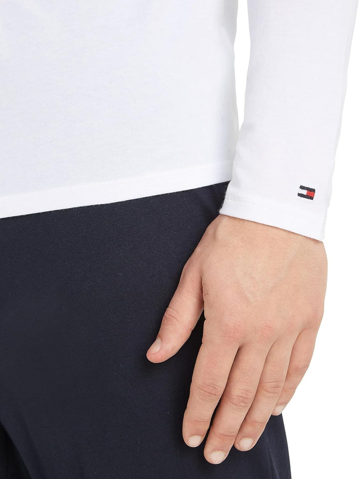 Tommy Hilfiger Herren Langarm T-Shirts (3er Pack) S Mehrfarbig (Black/White/Grey Heather), S Mehrfar