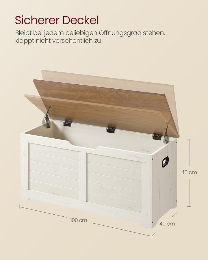 VASAGLE Schuhbank, Sitzbank mit Stauraum, Sitztruhe mit 2 Sicherheitsscharnieren, Aufbewahrungsschra