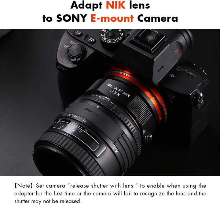 K&amp;F Concept M11105 Nikon NIK-NEX Hochpräziser Objektivadapter, Sekundäre Oxidation Adapter Ring, Son