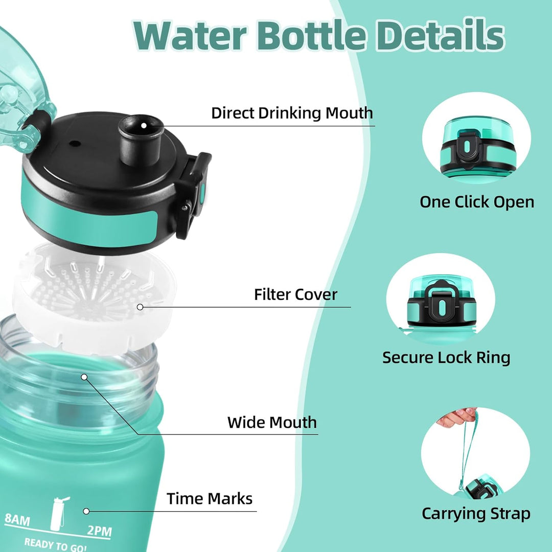 Motswedi Trinkflasche 1l, Mit Zeitstempel, Trinkflasche Kohlensäure Geeignet, Auslaufsicher, Wasserf