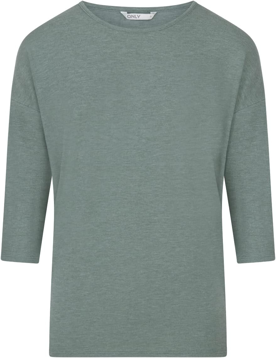 ONLY Damen Top ONLGLAMOUR 2er Pack 3/4 Ärmel Basic Shirt Rundhals Loose Fit Langarmshirt Oberteil Mu