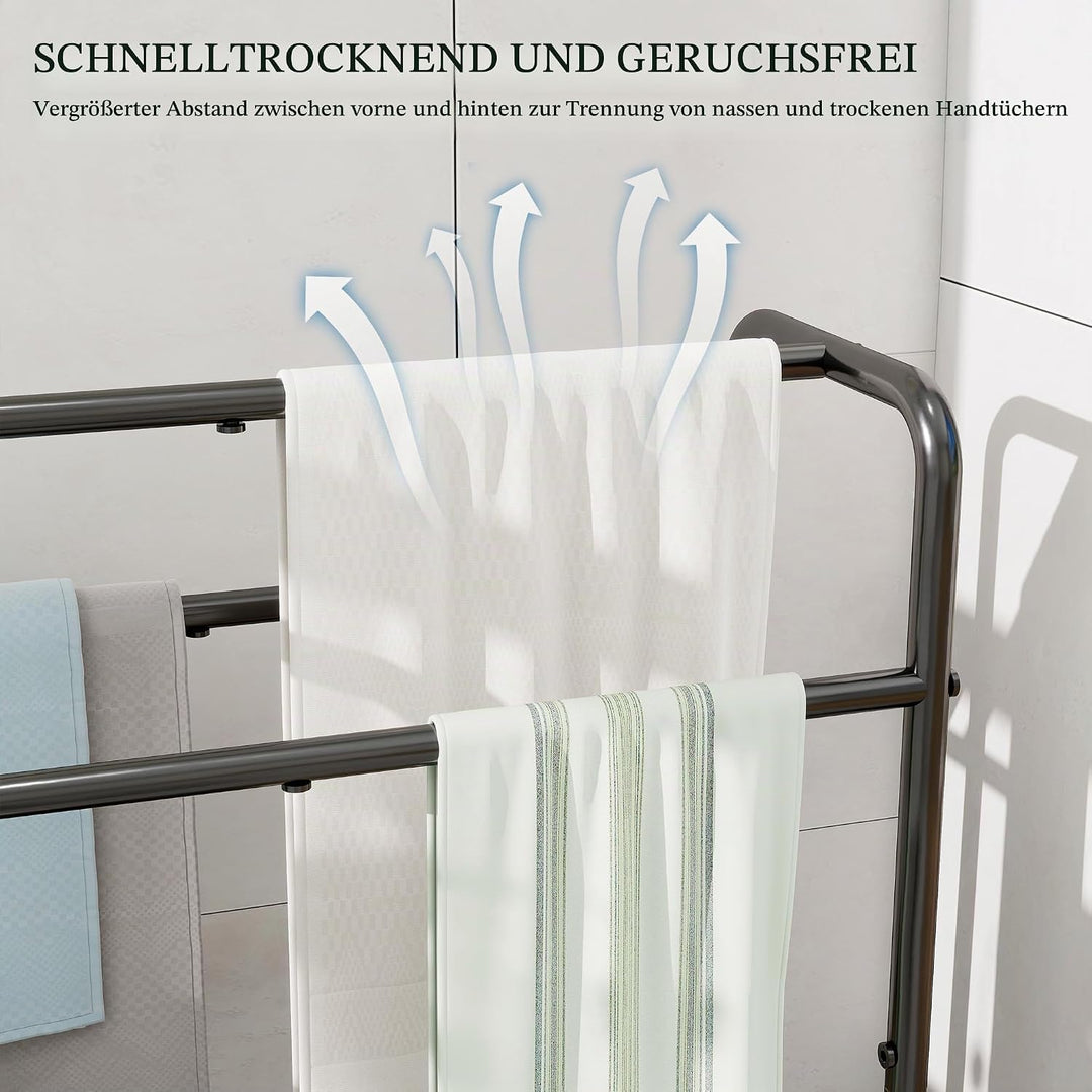 3-stufiger Handtuchhalter aus Metall, Kleiner freistehender Handtuchhalter für das Badezimmer, platz