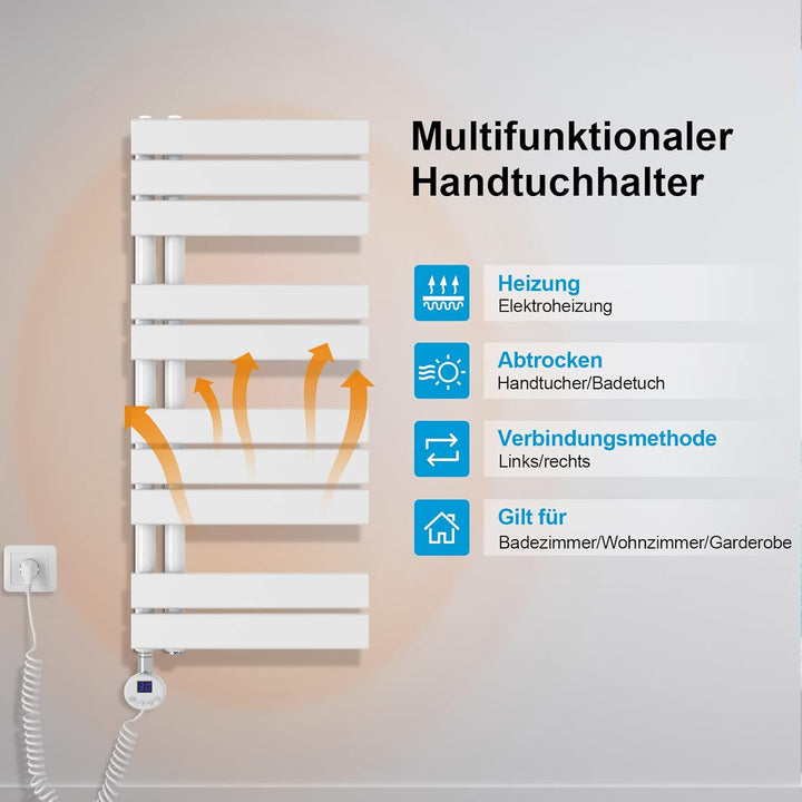 Heilmetz Badheizkörper Elektrisch Heizkörper Bad mit Digitalem Thermostat Handtuchheizkörper mit Tim